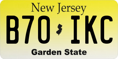 NJ license plate B70IKC