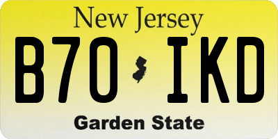 NJ license plate B70IKD