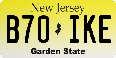 NJ license plate B70IKE