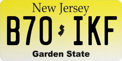 NJ license plate B70IKF