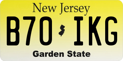 NJ license plate B70IKG