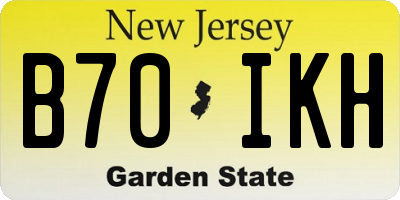 NJ license plate B70IKH