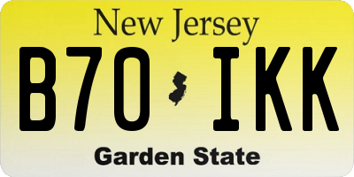 NJ license plate B70IKK