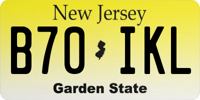 NJ license plate B70IKL