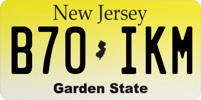 NJ license plate B70IKM