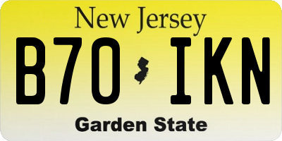 NJ license plate B70IKN