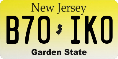 NJ license plate B70IKO