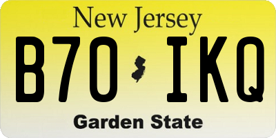 NJ license plate B70IKQ