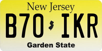 NJ license plate B70IKR