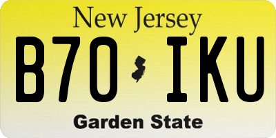 NJ license plate B70IKU