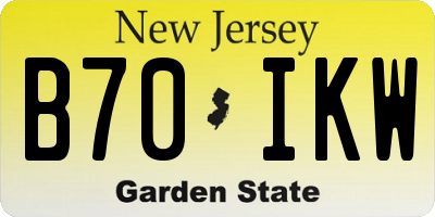 NJ license plate B70IKW
