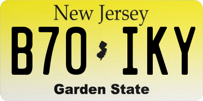 NJ license plate B70IKY