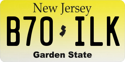 NJ license plate B70ILK