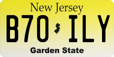 NJ license plate B70ILY