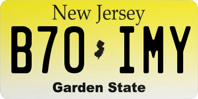 NJ license plate B70IMY