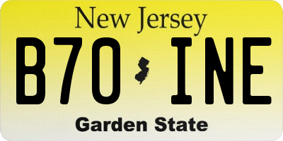 NJ license plate B70INE