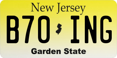 NJ license plate B70ING