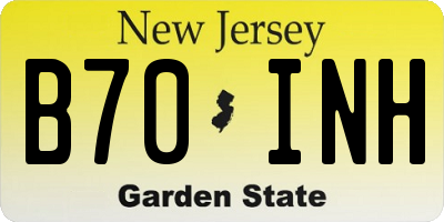 NJ license plate B70INH