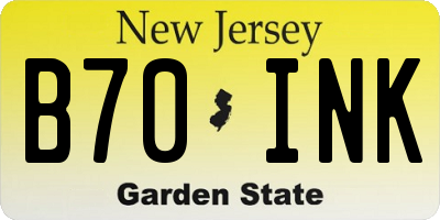 NJ license plate B70INK