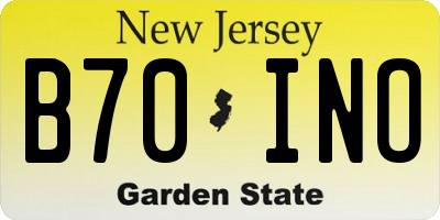 NJ license plate B70INO