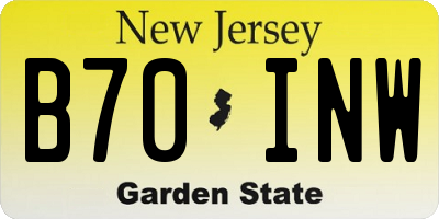 NJ license plate B70INW