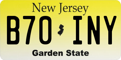 NJ license plate B70INY