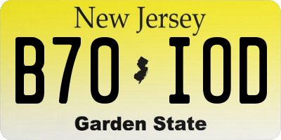 NJ license plate B70IOD