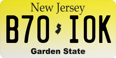 NJ license plate B70IOK