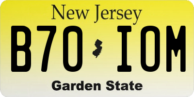 NJ license plate B70IOM
