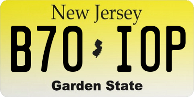 NJ license plate B70IOP