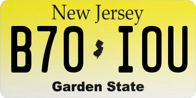 NJ license plate B70IOU
