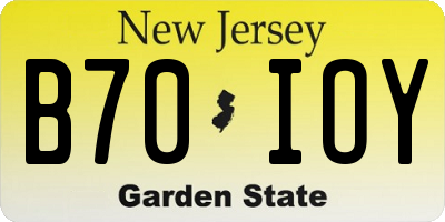 NJ license plate B70IOY