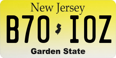NJ license plate B70IOZ