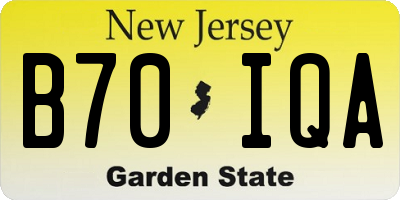 NJ license plate B70IQA