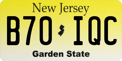 NJ license plate B70IQC