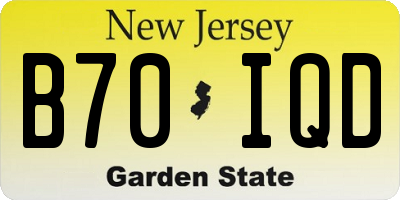 NJ license plate B70IQD