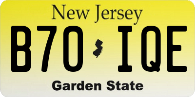 NJ license plate B70IQE