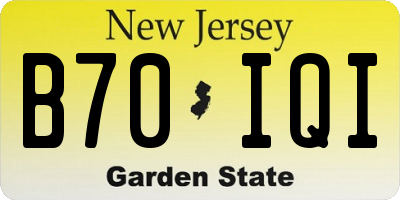 NJ license plate B70IQI