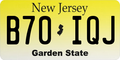 NJ license plate B70IQJ