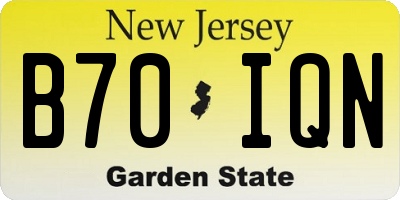 NJ license plate B70IQN