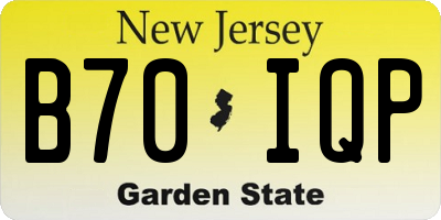 NJ license plate B70IQP