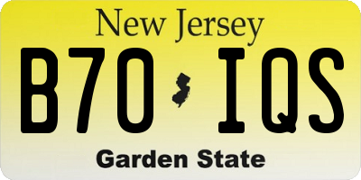 NJ license plate B70IQS