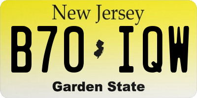 NJ license plate B70IQW