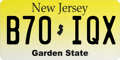 NJ license plate B70IQX