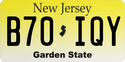 NJ license plate B70IQY