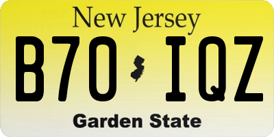 NJ license plate B70IQZ