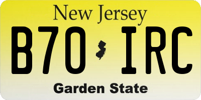 NJ license plate B70IRC