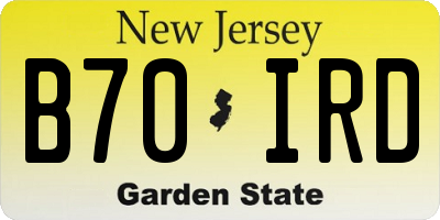 NJ license plate B70IRD