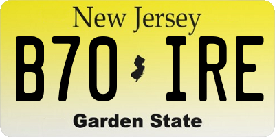 NJ license plate B70IRE