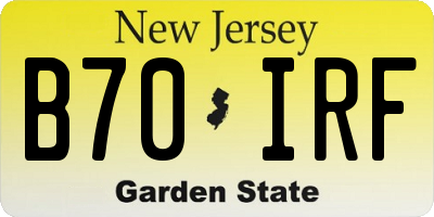 NJ license plate B70IRF